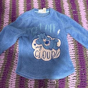 Care Bears Blue Fuzzy Sweatshirt with Cloud Design